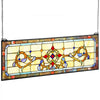 VEVOR Stained Glass Window Panel, 32" x 11" Tiffany Style Hanging Transom Window Panel with Chain, Large Horizontal Rectangle Stain Glass, Vintage Traditional Art Handcrafts for Kitchen Home Decor