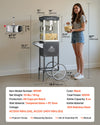 VEVOR Popcorn Machine with Cart, 8oz Stainless Steel Kettle, 800W Commercial Popcorn Maker, 48 Cups per Batch Theater Style Popper, with 2-Button Control Glass Wall PC Door 1 Scoop 3 Spoons, Black