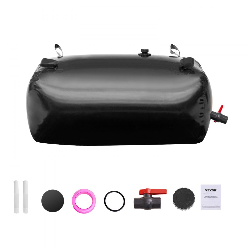VEVOR 113 L/29.85 Gal Water Storage Bladder, Portable RV Water Tank, 1000D PVC Collapsible Water Storage Containers, Soft Water Bag, Water Bladder, Fire Prevention, Camping, Emergency Water Use, Black