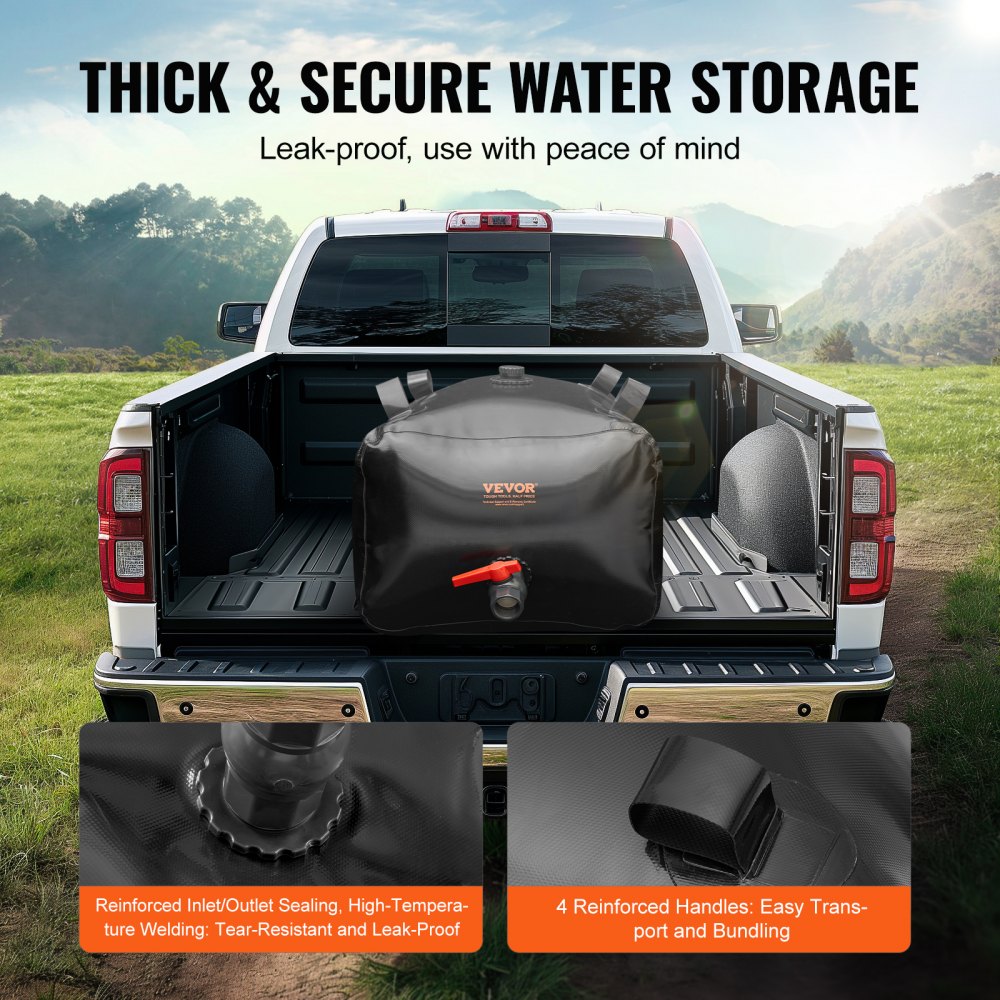 VEVOR 240L/63.4 Gallon Water Storage Bladder, Portable RV Water Tank, 1000D PVC Collapsible Water Storage Containers,  Soft Water Storage Bag, Water Bladder, Fire Prevention, Camping, Emergency Water