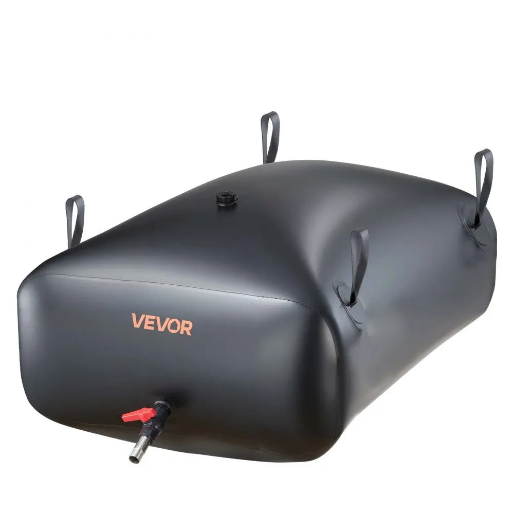 VEVOR Water Storage Bladder, 87.2 Gal Collapsible Water Storage Bag, Wear-Resistant 1000D PVC Soft Waters Bag, Leakproof Camping Tank Containers for Garden Irrigation RV Emergency Use, Black