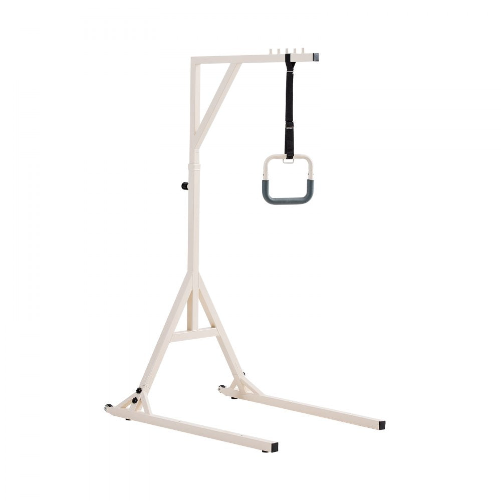 VEVOR Trapeze Bar for Bed Mobility, Height-Adjustable Bed Trapeze with 2 Casters, 350LBS Weight Capacity Heavy Duty Pull Up Trapeze Bar with Floor Stand for Elderly, Disabled, Bedridden Patients