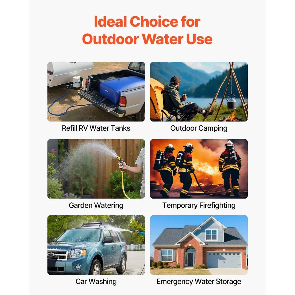 VEVOR Water Storage Bladder 264.2 Gallon Large Capacity Water Bag, Portable & Collapsible Soft Waters Container, Leakproof & Tear-Resistant PVC Emergency Waters Storage Tank for RV Truck & Outdoor Use