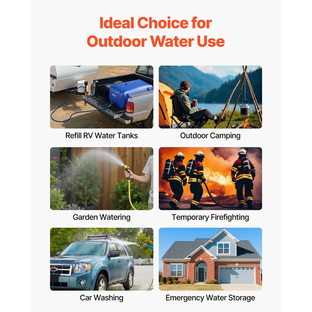 VEVOR Water Storage Bladder 63.4 Gallon Large Capacity Water Bag, Portable & Collapsible Soft Waters Container, Leakproof & Tear-Resistant PVC Emergency Waters Storage Tank for RV Truck & Outdoor Use