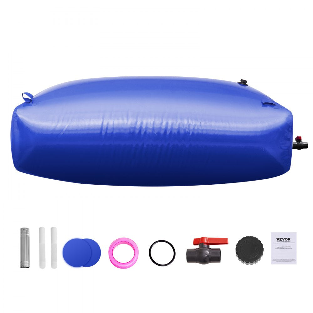 VEVOR 1000L/264 Gallon Water Storage Bladder, RV Water Tank, 1000D Blue PVC Collapsible Water Storage Containers, Large Capacity Soft Water Bag, Portable Water Bladder, Fire Prevention, Camping
