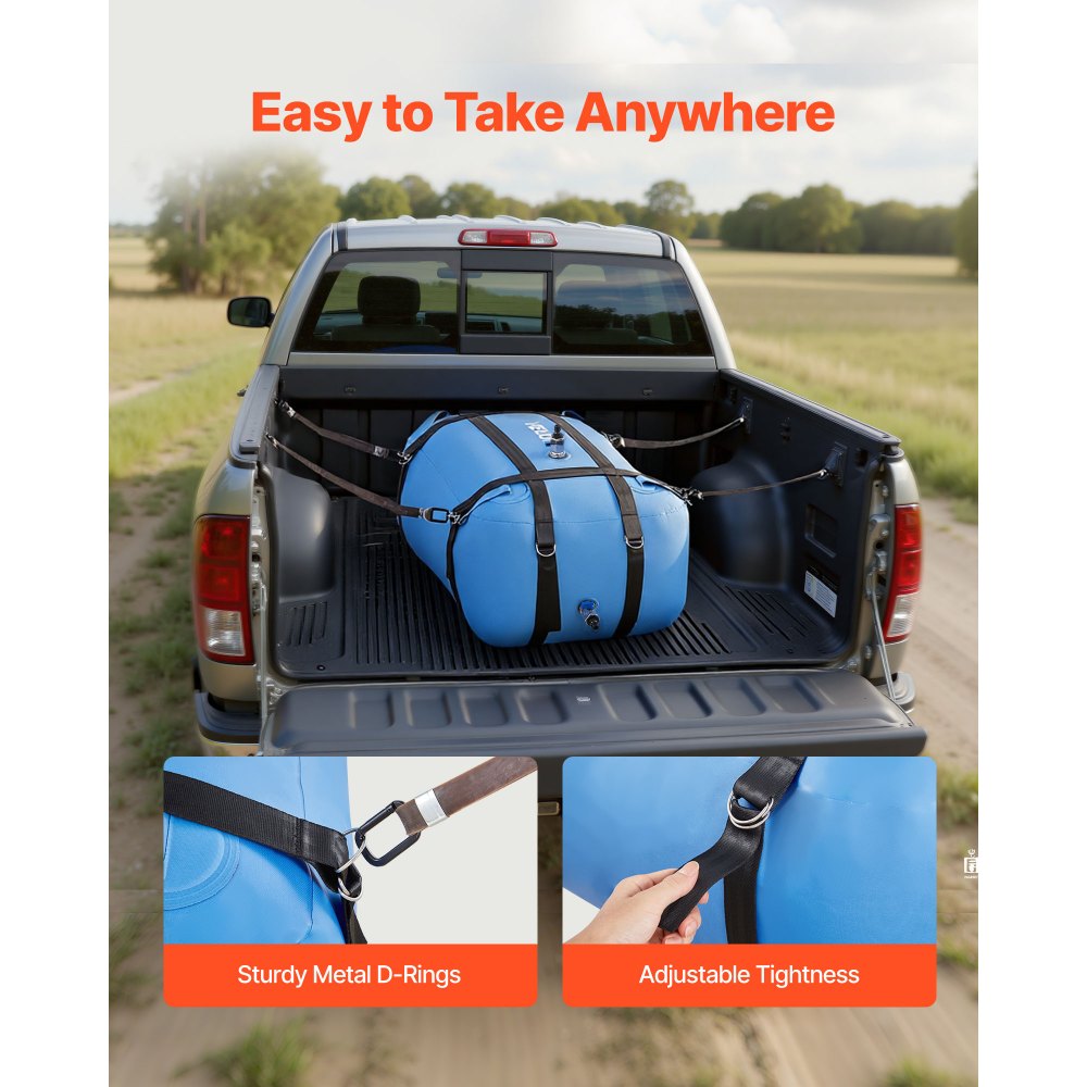 VEVOR Water Storage Bladder, 35 Gallon Large Capacity TPU Soft Water Bag, Portable & Collapsible Water Storage Containers, Leakproof & Wear-Resistant RV Waters Tank for Camping Irrigation Outdoor Use