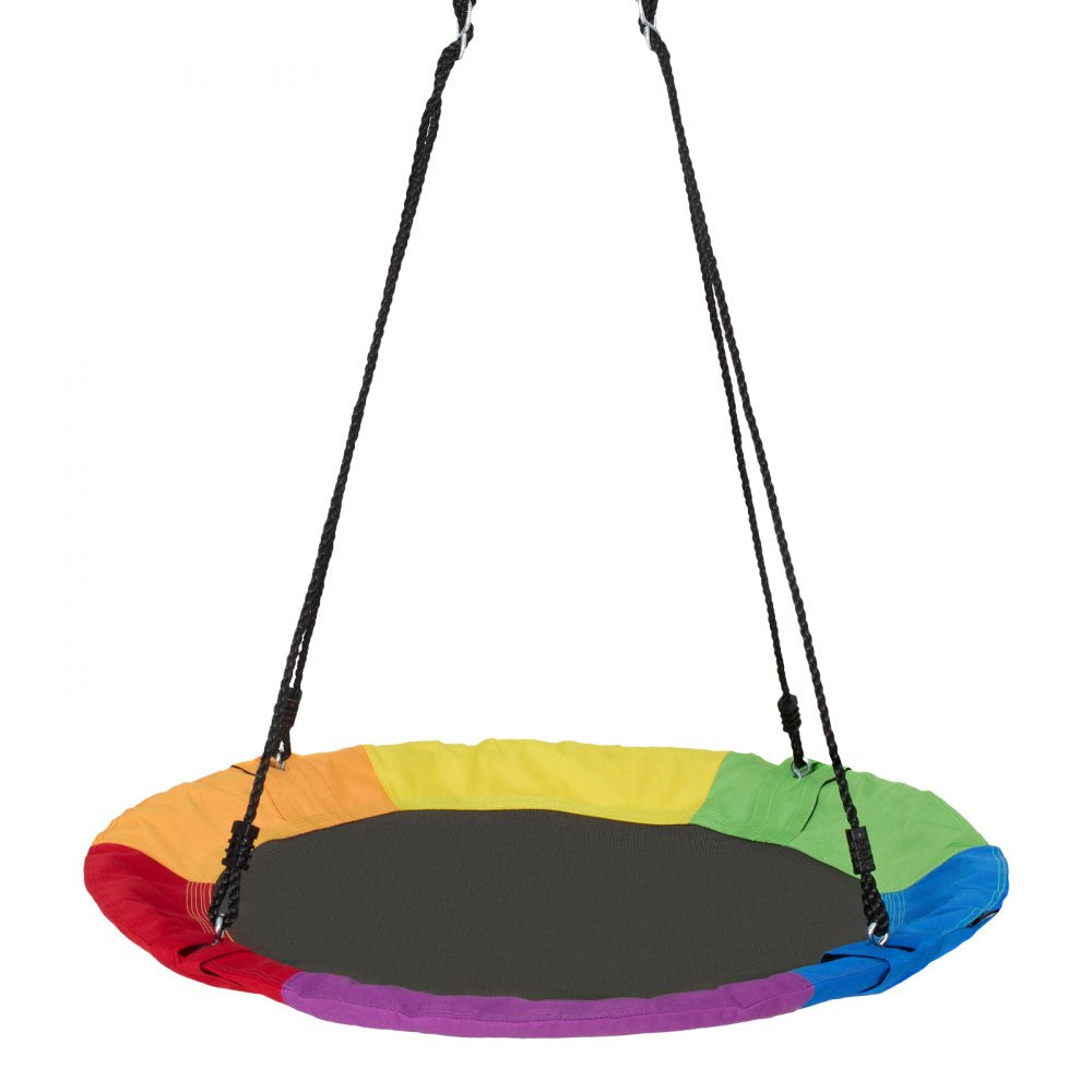 VEVOR Tree Swing, 40 Inch Saucer Swing, 750lbs Weight Capacity, 900D Oxford Fabric Swing Seat with 2 Tree Hanging Straps and Adjustable Multi-Strand Ropes, Round Swing for Kids Outdoor, Multicolor