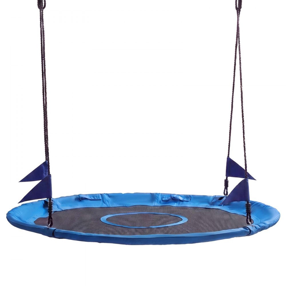 VEVOR Tree Swing 60" Saucer Swing for Kids & Adults 700 lbs Weight Capacity, for Backyard Outdoor & Indoor, 360° Rotation, 900D Oxford Fabric Round Seat with 2 Hanging Straps & Adjustable Ropes, Blue