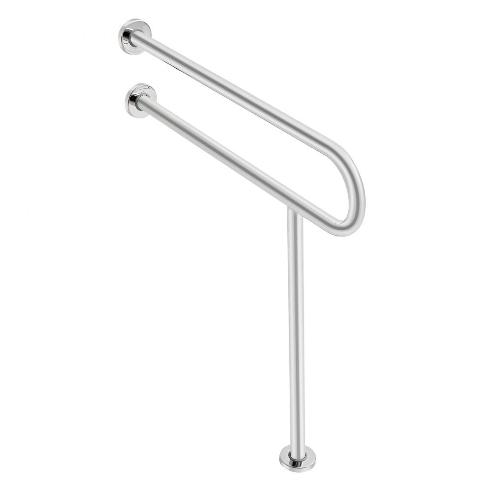 VEVOR Toilet Safety Rail, 31.5 Inch U-Shaped Handicap Grab Bar, 304 Stainless Steel Senior Safety Pole, Toilet Grab Bars with Anti-Slip Handle, 300 Lbs Load Capacity Security Handrail with Support Leg