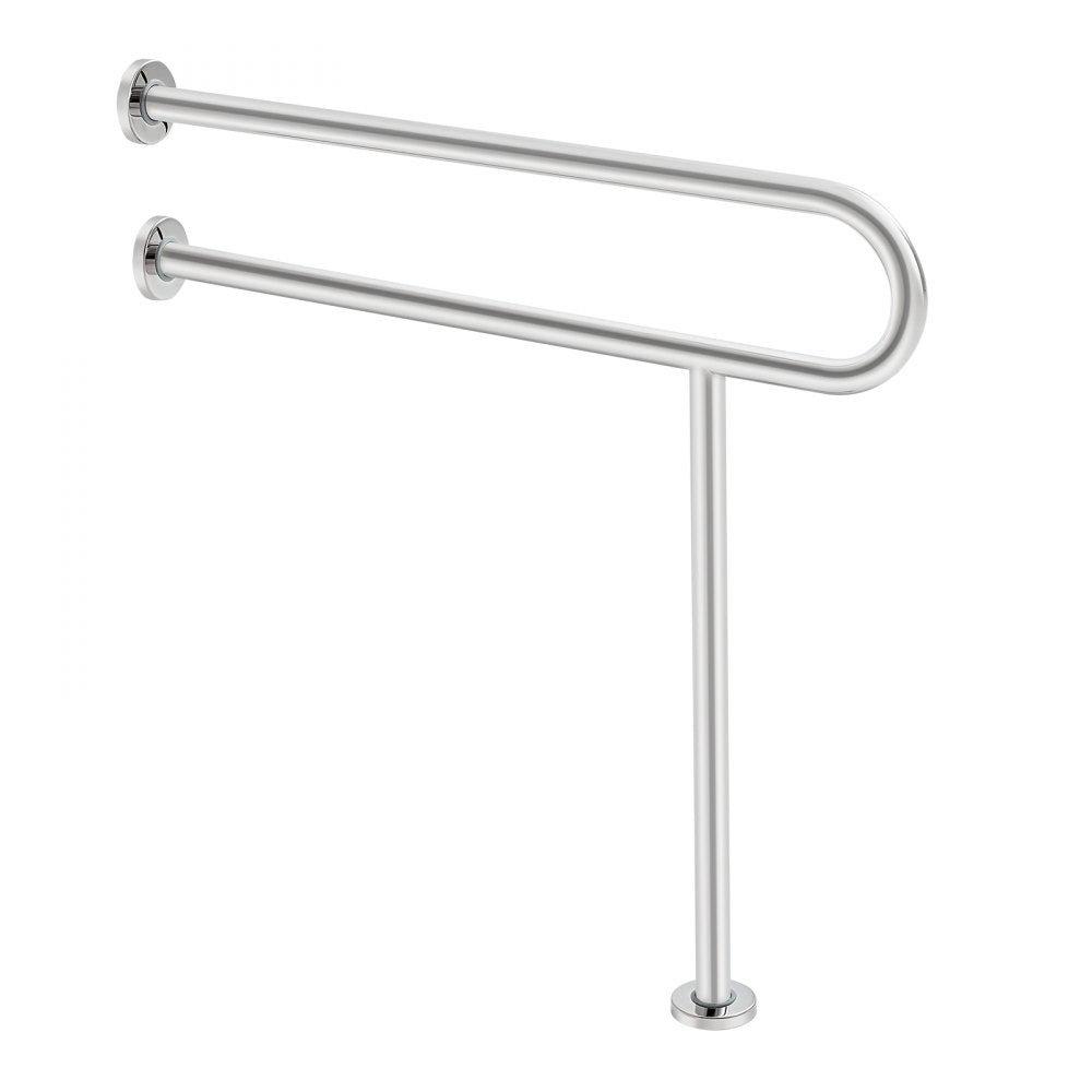 VEVOR Toilet Safety Rail, 31.5 Inch U-Shaped Handicap Grab Bar, 304 Stainless Steel Senior Safety Pole, Toilet Grab Bars with Anti-Slip Handle, 300 Lbs Load Capacity Security Handrail with Support Leg