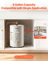 VEVOR 6 Gallon Electric Tank Water Heater, 1600W Point-of-Use Hot Water Heater with LED Display, Knob Control, Top Outlet, 120V Storage Design with T&P Valve for Studio Apartments, RVs, Gray