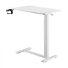 VEVOR Overbed Table, Mobile Bed Side Table with 4 Hidden Wheels, Height Adjustable Rolling Laptop Desk with Cup Holder, Portable Particleboard Over Bed Desk for Home, Office, Study, White