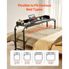 VEVOR Overbed Table, Mobile Bed Side Table with 4 Wheels (2 with Brakes) and Power Socket, Height Adjustable Rolling Laptop Desk, Portable Particleboard Over Bed Desk for Home, Office, Study, Black