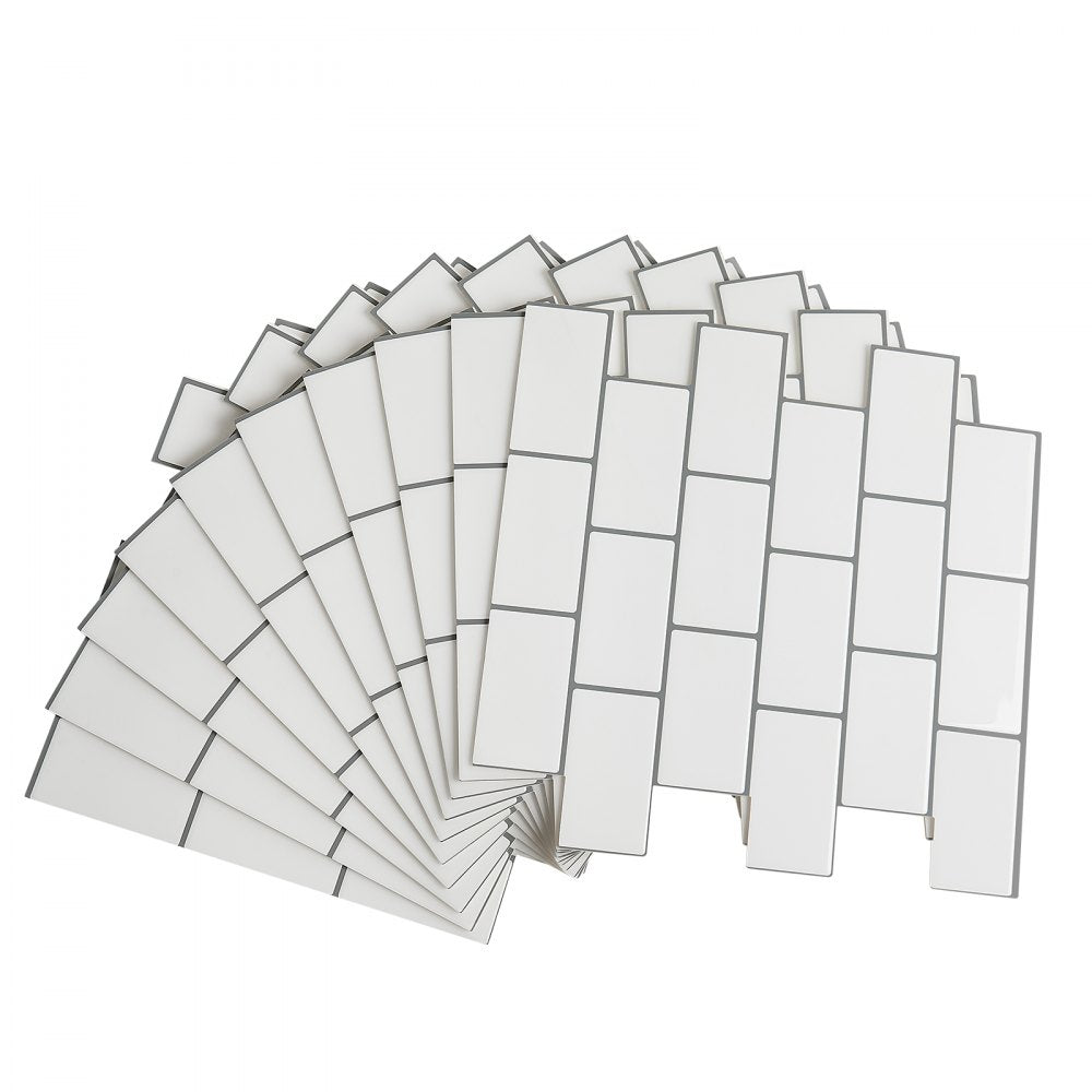 VEVOR Peel and Stick Backsplash 10-Sheet, 12 x 12 x 0.78 inch / 305 x 305 x 2.0 mm Self-Adhesive Wall Tiles, Stick on Subway Tile Backsplash for Kitchen, 3D Back Splashes for Bathroom, Tile-Look