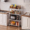 VEVOR Stainless Steel Shelving 4-Tier 31.6 x 15.9 x 51.2 in Storage Rack, for Kitchen Pantry Garage, 300 lb Per Shelf Heavy-Duty Organizer with 3-Level Adjustable Shelves, 6 Hooks, Leveling Feet