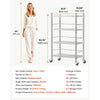 VEVOR Stainless Steel Shelving 4-Tier 31.5 x 15.8 x 53.7 in Storage Rack, for Kitchen Pantry Garage, 300 lb Per Shelf Heavy-Duty Freestanding Organizer with Wheels, 3-Level Adjustable Shelves, 6 Hook