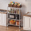 VEVOR Stainless Steel Shelving 4-Tier 31.5 x 15.8 x 53.7 in Storage Rack, for Kitchen Pantry Garage, 300 lb Per Shelf Heavy-Duty Freestanding Organizer with Wheels, 3-Level Adjustable Shelves, 6 Hook