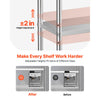 VEVOR Stainless Steel Shelving 5-Tier 47.2 x 17.7 x 73.7 in Storage Rack, for Kitchen Pantry Garage, 1200 lb Total Capacity Heavy-Duty Freestanding Organizer with Wheels, 3-Level Adjustable Shelves