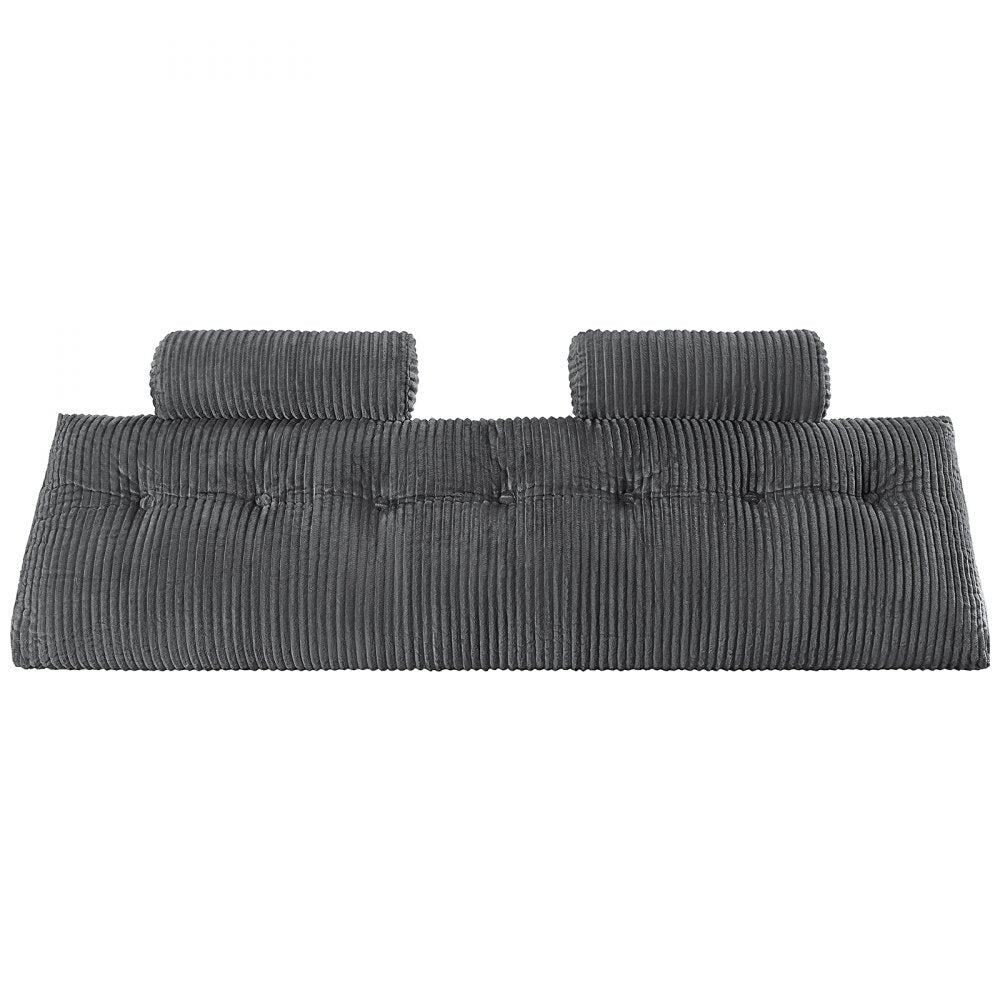 VEVOR Headboard Pillow, King Size Wedge Headboard Pillow with 2 Side Pockets and 2 Headrests, Bed Wedge Pillow with Washable Flannel Cloth, for Reading, Gaming, Resting, Working in Bed, Grey