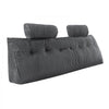 VEVOR Headboard Pillow, King Size Wedge Headboard Pillow with 2 Side Pockets and 2 Headrests, Bed Wedge Pillow with Washable Flannel Cloth, for Reading, Gaming, Resting, Working in Bed, Grey