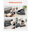 VEVOR Headboard Pillow, Queen Size Wedge Headboard Pillow with 2 Side Pockets and 2 Headrests, Bed Wedge Pillow with Washable Flannel Cloth, for Reading, Gaming, Resting, Working in Bed, Grey