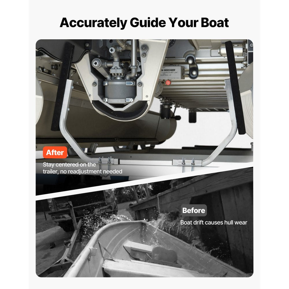 VEVOR Boat Trailer Guides, 1.2 in Adjustable Width Trailers Guide, 2PCS High-Hardness Steel Trailer Guide-Ons with Thick Support Pads, Fits L-Beam, Box or C-Channel Bunk-Style Pontoon Trailers
