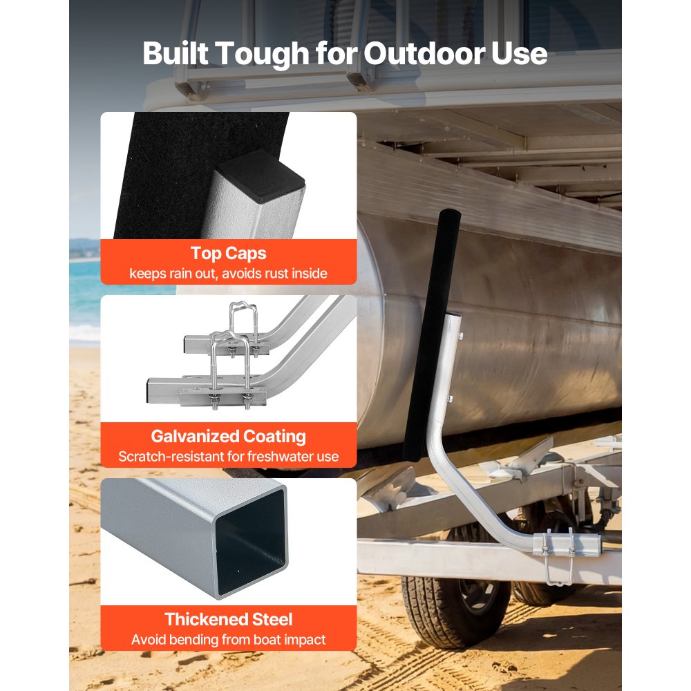 VEVOR Boat Trailer Guides, 1.2 in Adjustable Width Trailers Guide, 2PCS High-Hardness Steel Trailer Guide-Ons with Thick Support Pads, Fits L-Beam, Box or C-Channel Bunk-Style Pontoon Trailers