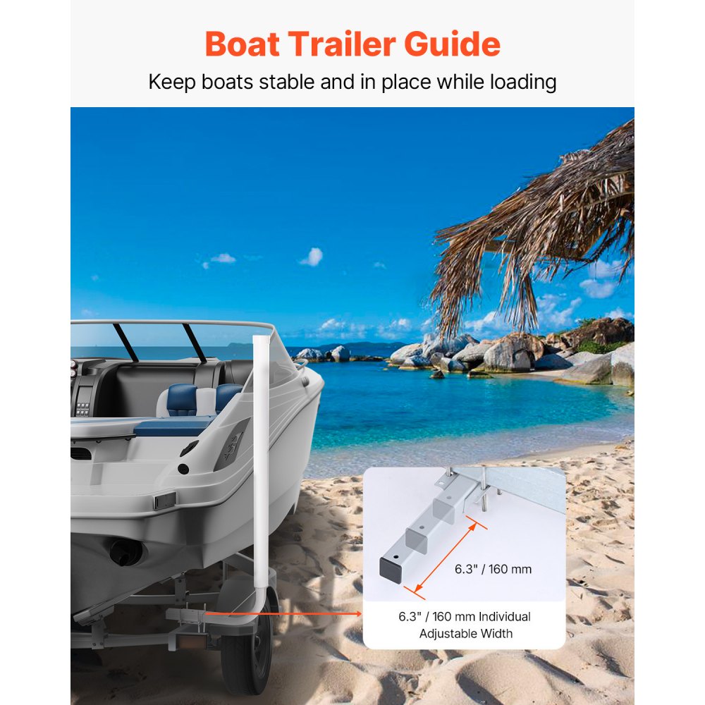 VEVOR Boat Trailer Guide, 48″ Adjustable Design Trailer Guide Poles, 2PCS High-Hardness Steel Trailer Guide-Ons, Trailer Guides with PVC Pipes, for Ski Boat, Fishing Boat or Sailboat Trailer