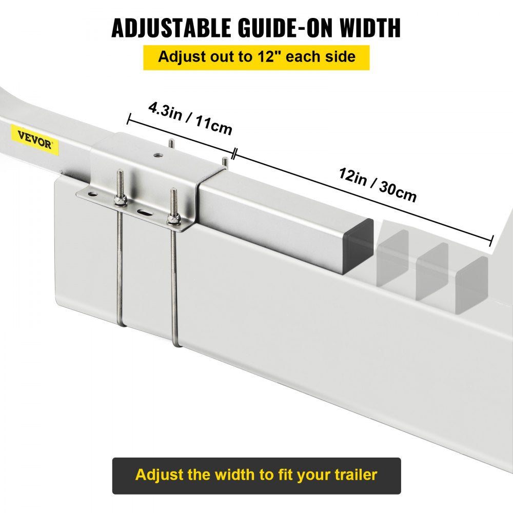 VEVOR Boat Trailer Guide-on, 60\", 2PCS Steel Trailer Post Guide ons, with White PVC Tube Covers, Complete Mounting Accessories Included, for Ski Boat, Fishing Boat or Sailboat Trailer