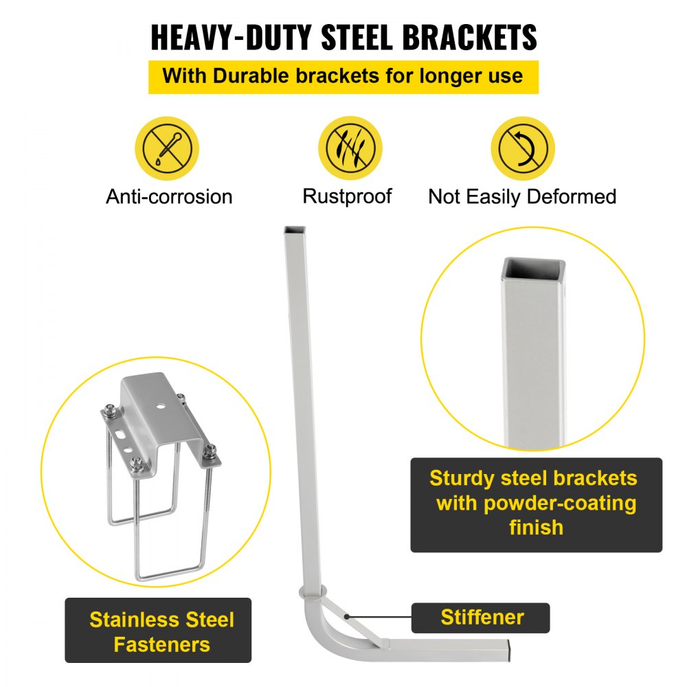 VEVOR Boat Trailer Guide-on, 60\", 2PCS Steel Trailer Post Guide ons, with White PVC Tube Covers, Complete Mounting Accessories Included, for Ski Boat, Fishing Boat or Sailboat Trailer