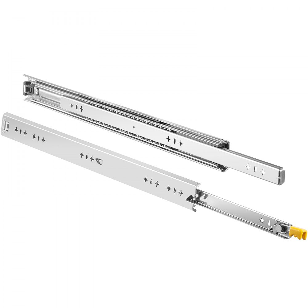VEVOR Heavy Duty Drawer Slides 2PCS Drawer Slides 24\" Locking Drawer Slides 250LBS Capacity Heavy Duty Slides Three Section Full Extension Drawer Slide Cold-Rolled Steel Industrial Drawer Slides