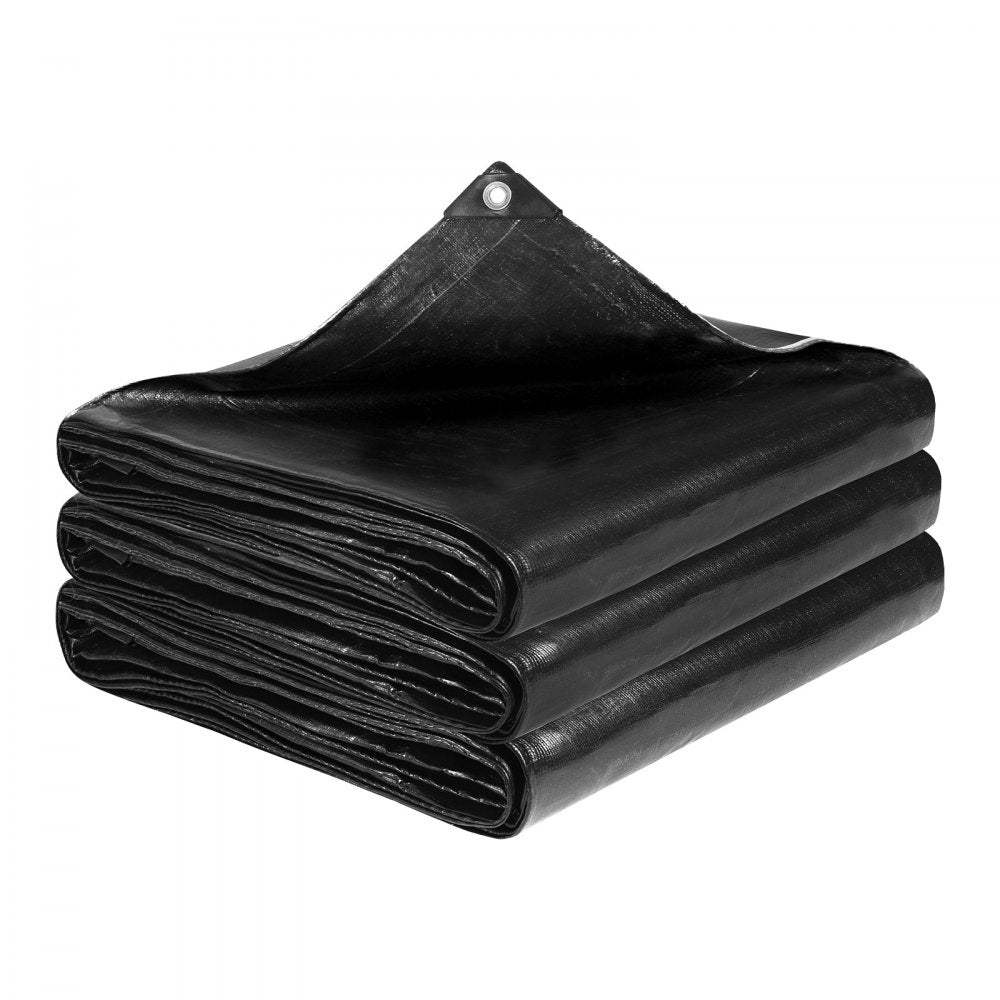 VEVOR 15 x 20 ft Pond Liner, 14 Mil Thickness, 3-Layer Reinforced PE Fish Koi Pond Liner for Outdoor Ponds, with Hemmed Edge and 4 Metal Buttonholes, for Water Garden, Waterfall, and Fountains, Black