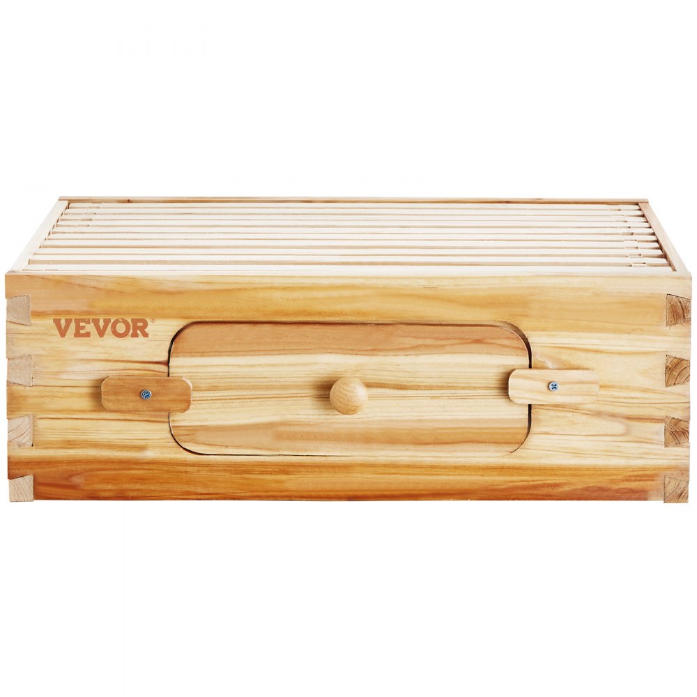 VEVOR Bee Hive Medium Box Starter Kit, 100% Beeswax Coated Natural Fir Wood, Langstroth Beehive Kit with 10 Frames and Foundations, Transparent Acrylic Bee Windows for Beginners and Pro Beekeepers
