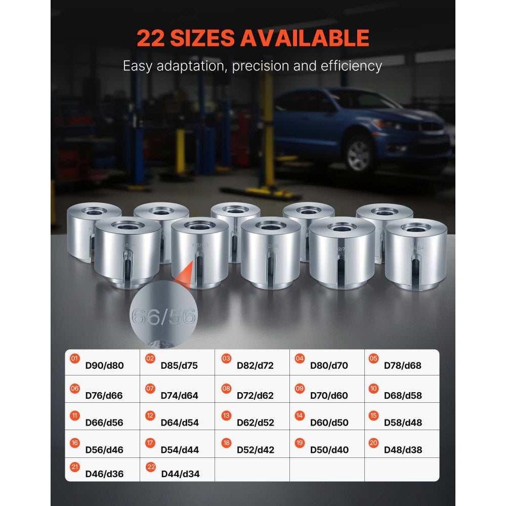 VEVOR Pull and Press Sleeve Kit, 27 PCS, Steel Bush Removal Insertion Sleeve Tools with Carrying Case, Compatible with LCV and HGV Engines, for Removing and Installing Bushings, Bearings, and Seals