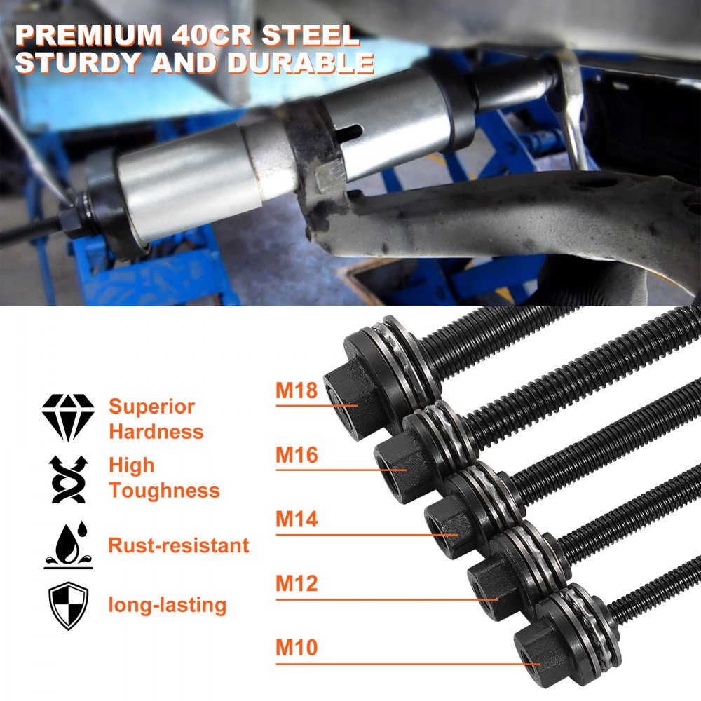 VEVOR 27 PCS Pull and Press Sleeve Kit, Steel Bush Bearing Removal and Installation Set, Bush Removal Insertion Sleeve Tools with Carrying Case, Multi-Vehicle Compatibility for LCV and HGV Engines