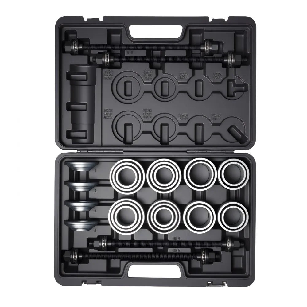 VEVOR Pull and Press Sleeve Kit, 28 PCS, Steel Bush Removal Insertion Sleeve Tools with Carrying Case, Compatible with LCV and HGV Engines, for Removing and Installing Bushings, Bearings, and Seals