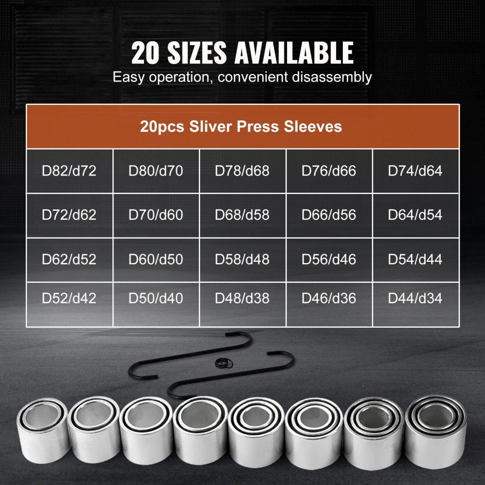 VEVOR 28 PCS Pull and Press Sleeve Kit, Steel Bush Bearing Removal and Installation Set, Bush Removal Insertion Sleeve Tools with Carrying Case, Multi-Vehicle Compatibility for LCV and HGV Engines