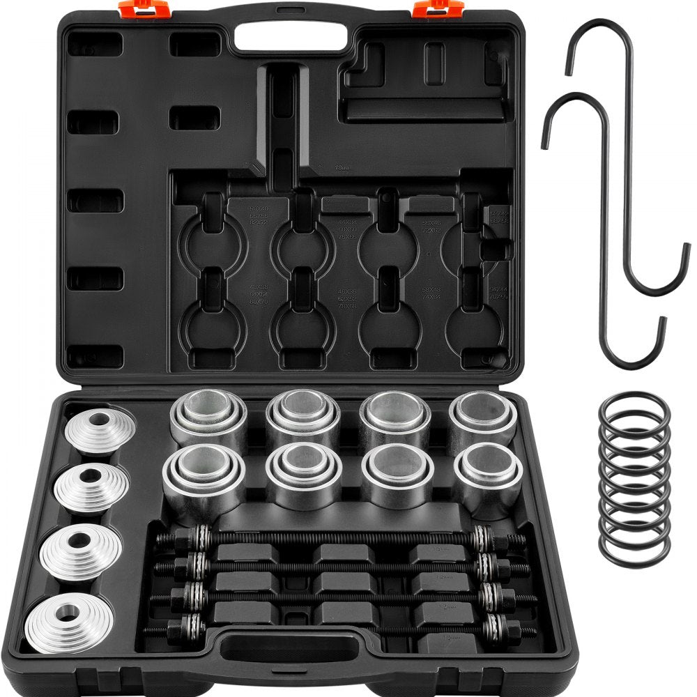 VEVOR 28 PCS Pull and Press Sleeve Kit, Steel Bush Bearing Removal and Installation Set, Bush Removal Insertion Sleeve Tools with Carrying Case, Multi-Vehicle Compatibility for LCV and HGV Engines