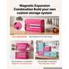 VEVOR Steel Tool Box with 2 Drawers and Top Storage Portable Metal Toolbox, for Garage Workshop Repair Shop Workbench, Magnetic Design, Heavy Duty Tool Storage Cabinet Organizer, with Liners, Pink