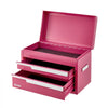 VEVOR Steel Tool Box with 2 Drawers and Top Storage Portable Metal Toolbox, for Garage Workshop Repair Shop Workbench, Magnetic Design, Heavy Duty Tool Storage Cabinet Organizer, with Liners, Pink