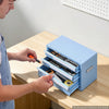 VEVOR Steel Tool Box with 3 Drawers Portable Metal Toolbox Heavy Duty Blue, for Garage Workshop Repair Shop Workbench, Magnetic Design, Tool Chest Cabinet Storage Organizer, with Protective Liners
