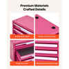 VEVOR Steel Tool Box with 3 Drawers Portable Metal Toolbox Heavy Duty Pink, for Garage Workshop Repair Shop Workbench, Magnetic Design, Tool Chest Cabinet Storage Organizer, with Protective Liners