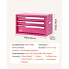 VEVOR Steel Tool Box with 3 Drawers Portable Metal Toolbox Heavy Duty Pink, for Garage Workshop Repair Shop Workbench, Magnetic Design, Tool Chest Cabinet Storage Organizer, with Protective Liners