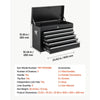VEVOR Steel Tool Box 24" with 5 Drawers Portable Lockable Metal Toolbox, for Garage Workshop Repair Shop, Ball Bearing Drawer Slides, Auto-Locking Tool Storage Cabinet Organizer, with Handle, Black