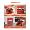 VEVOR Metal Tool Box, 8.6-inch, Portable Metal Tool Box with 3 Drawers, Small Tool Chest with EVA Liners and PP Feet Pads, Heavy-Duty Steel With Ball Bearing Opening and Powder Coated Finish, Red