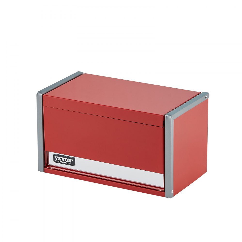 VEVOR Metal Tool Box, 8.6-inch, Portable Metal Tool Box with 3 Drawers, Small Tool Chest with EVA Liners and PP Feet Pads, Heavy-Duty Steel With Ball Bearing Opening and Powder Coated Finish, Red