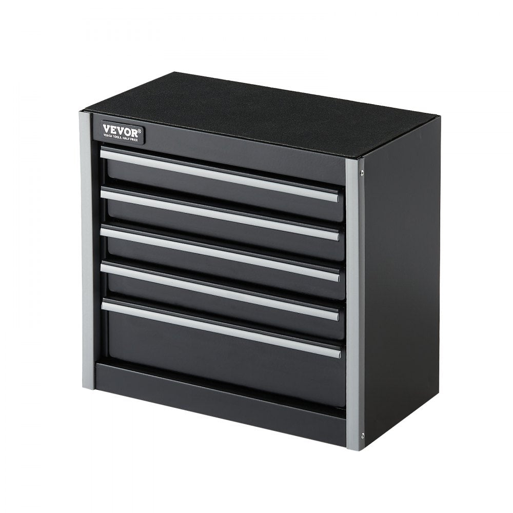 VEVOR Metal Tool Box, 8.6-inch, Portable Metal Tool Box with 5 Drawers, Small Tool Chest with EVA Liners and PP Feet Pads, Heavy-Duty Steel With Ball Bearing Opening and Powder Coated Finish, Black