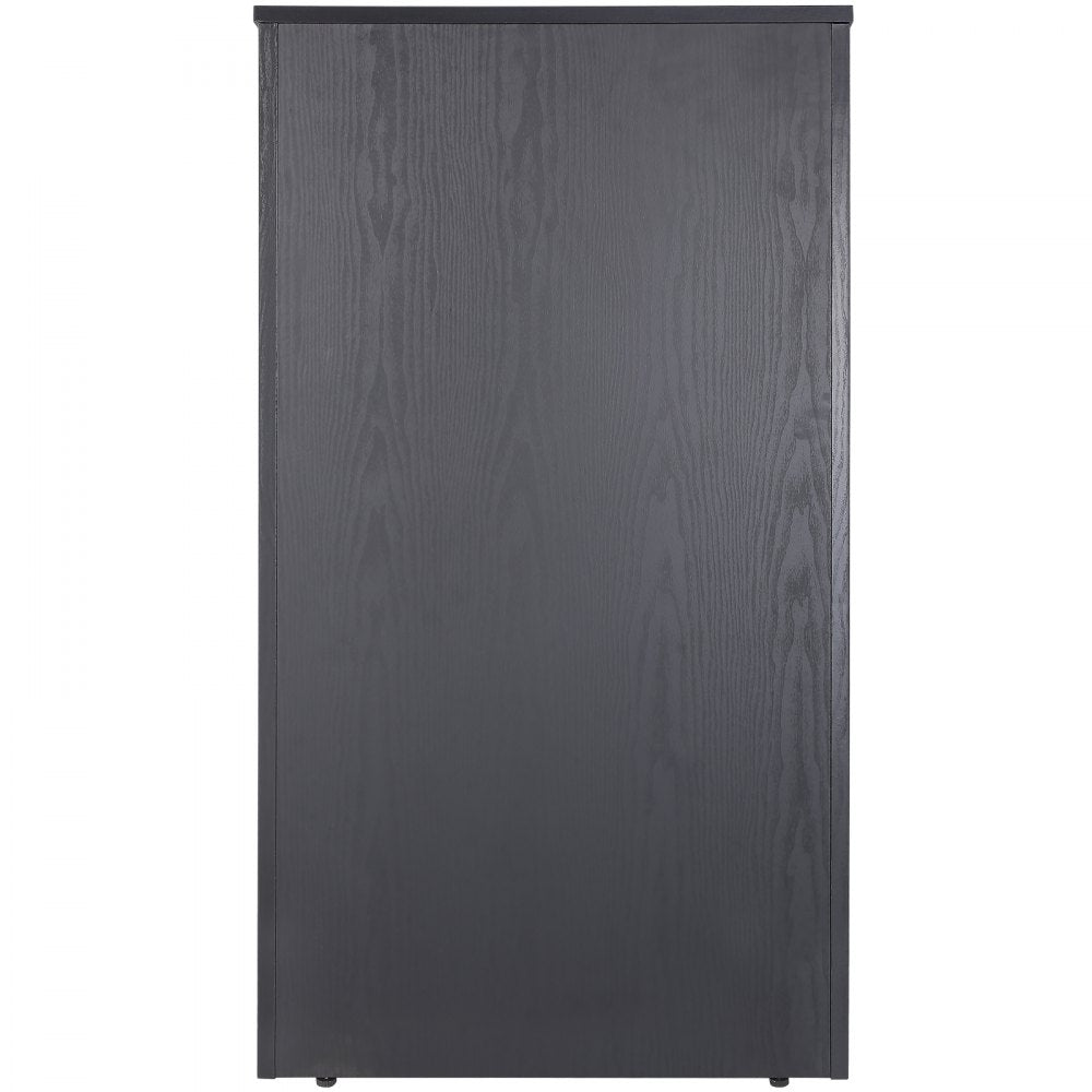 VEVOR Podium Stand, 47 in Hostess Stand with 4 Rolling Wheels, Wood Podium with Storage Shelves, and Slant Desktop, Lecterns & Podiums for Church, Office, School, Home, Black