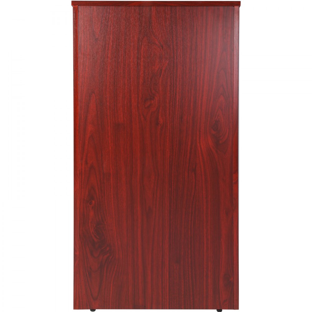 VEVOR Podium Stand, 47 inch Hostess Stand with 4 Rolling Wheels, Wood Podium with Storage Shelves and Slant Desktop, Lecterns & Podiums for Home, Office, School, Church, Brown