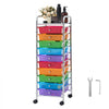 VEVOR Rolling Cart with Drawers, 10 Drawer Storage Organizer, Mobile Utility Cart with Steel Frame, Universal Casters & 2 Brakes, Great for Office, Classroom, Craft Tools, Garage, Studio, Rainbow